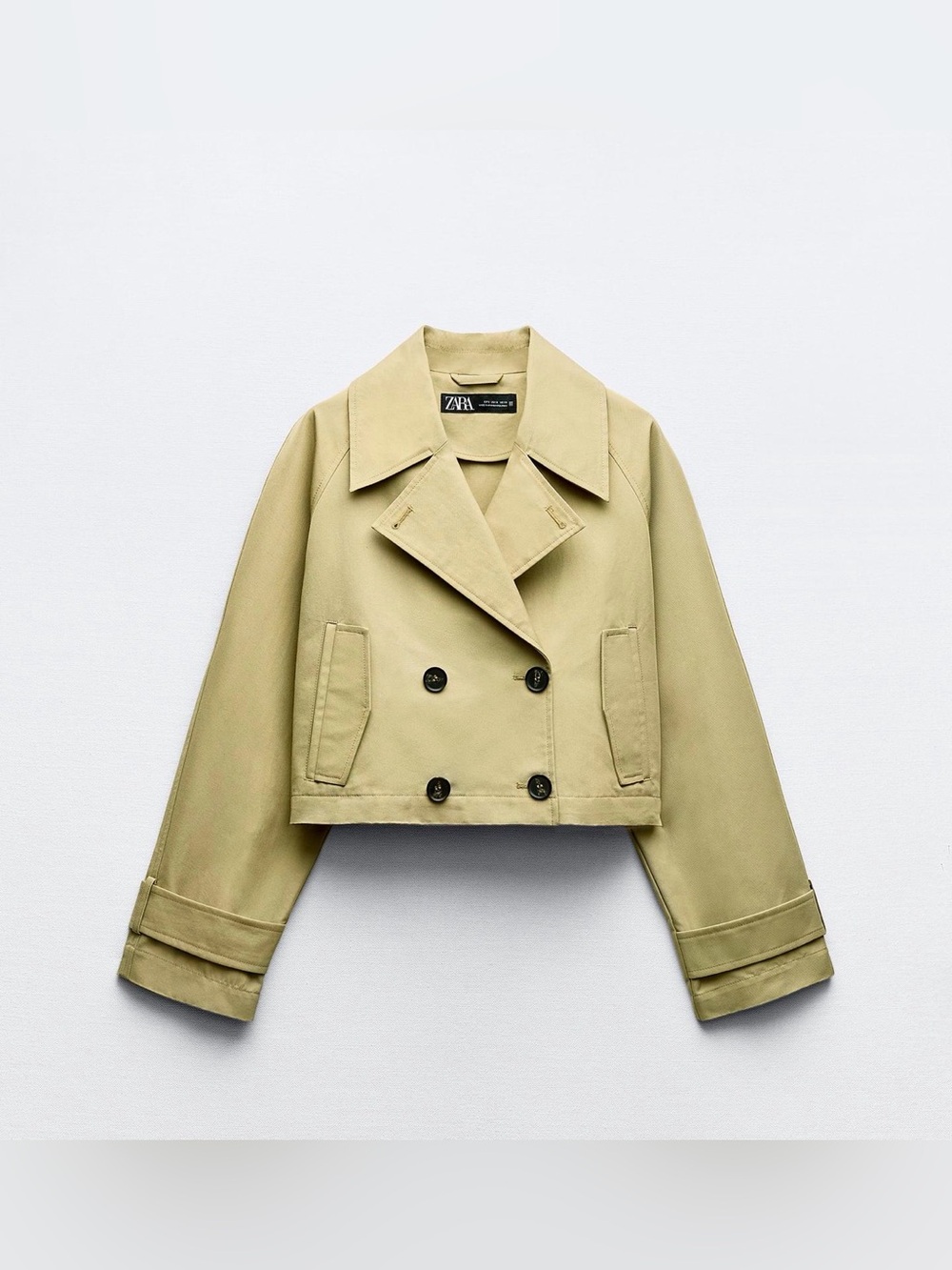 Zara Cropped Trench Coat Jacket - Light Camel Sz XS NWOT